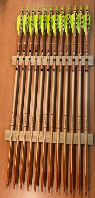 One Doz 11/32" POC/Bloodwood Custom Footed Arrows 35/40