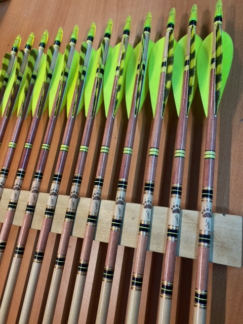 One Doz 11/32" POC/Bloodwood Custom Footed Arrows 35/40